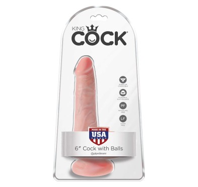 Dildo-king cock 6"" cock with balls flesh